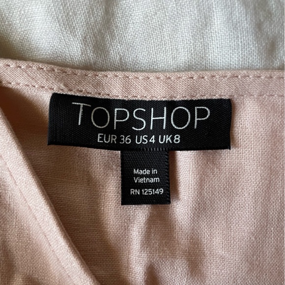 Topshop Linen Blend Button Down Camisole V-Neck Tank in Dusty Pink US Size 4 - Picture 4 of 4